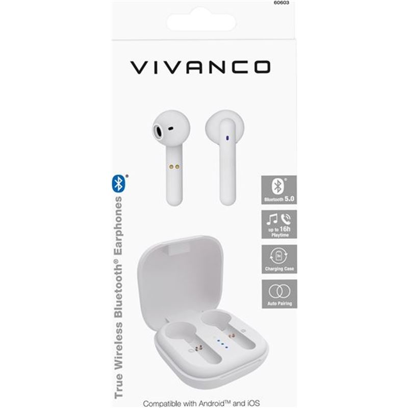 Vivanco 60603 auriculares bluetooth urban pair con estuche de carga/ autonomía 16 - 48079-109705-4008928606034