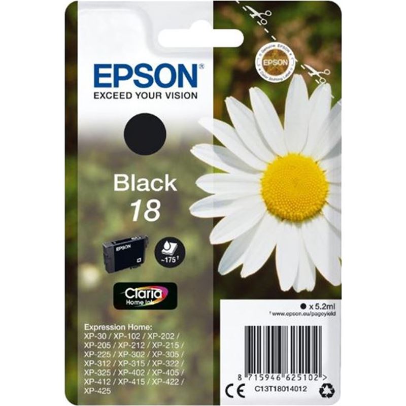 Epson C13T18014012 tinta negra 18 claria home eps consumibles - 33125-72313-8715946625102